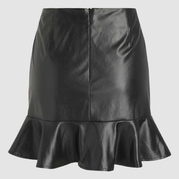 MXM black faux leather miniskirt with  ruffle size 16 NWT - Picture 9 of 9